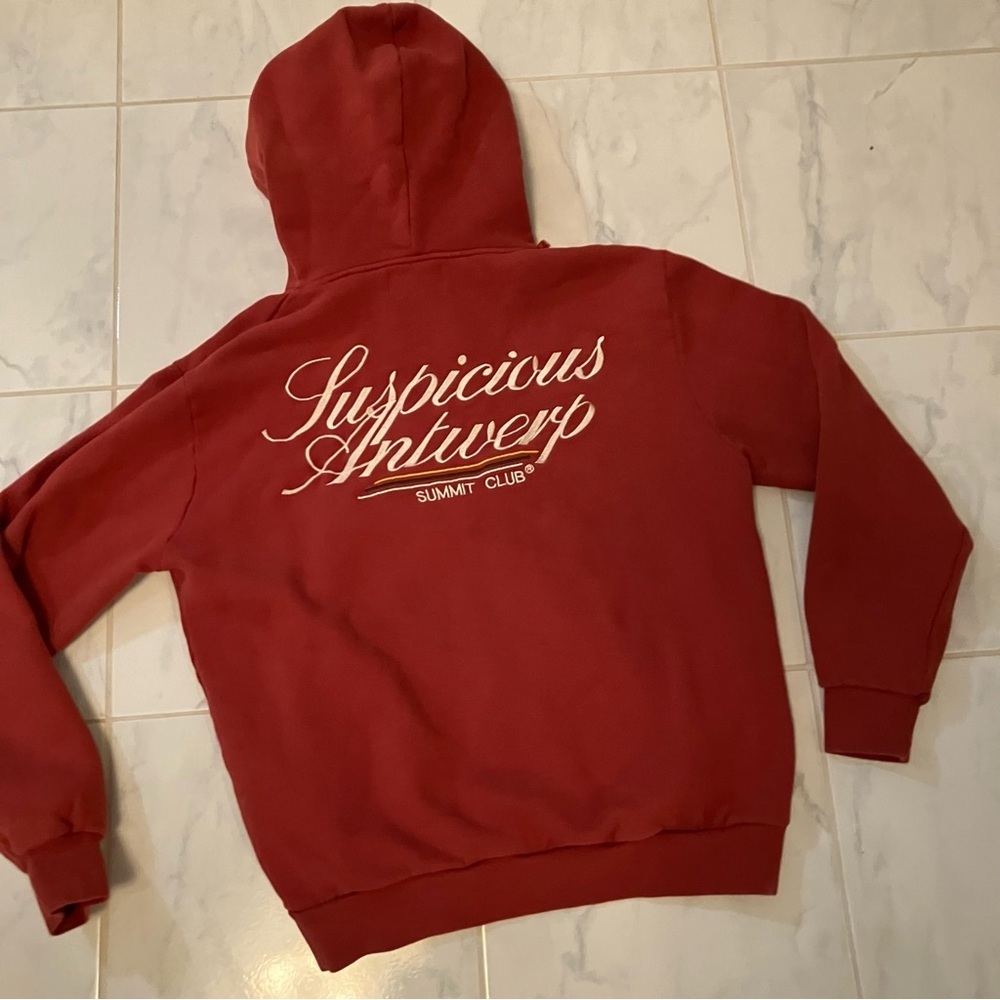 Suspicious Antwerp embroidered hoodie.  EUC!
